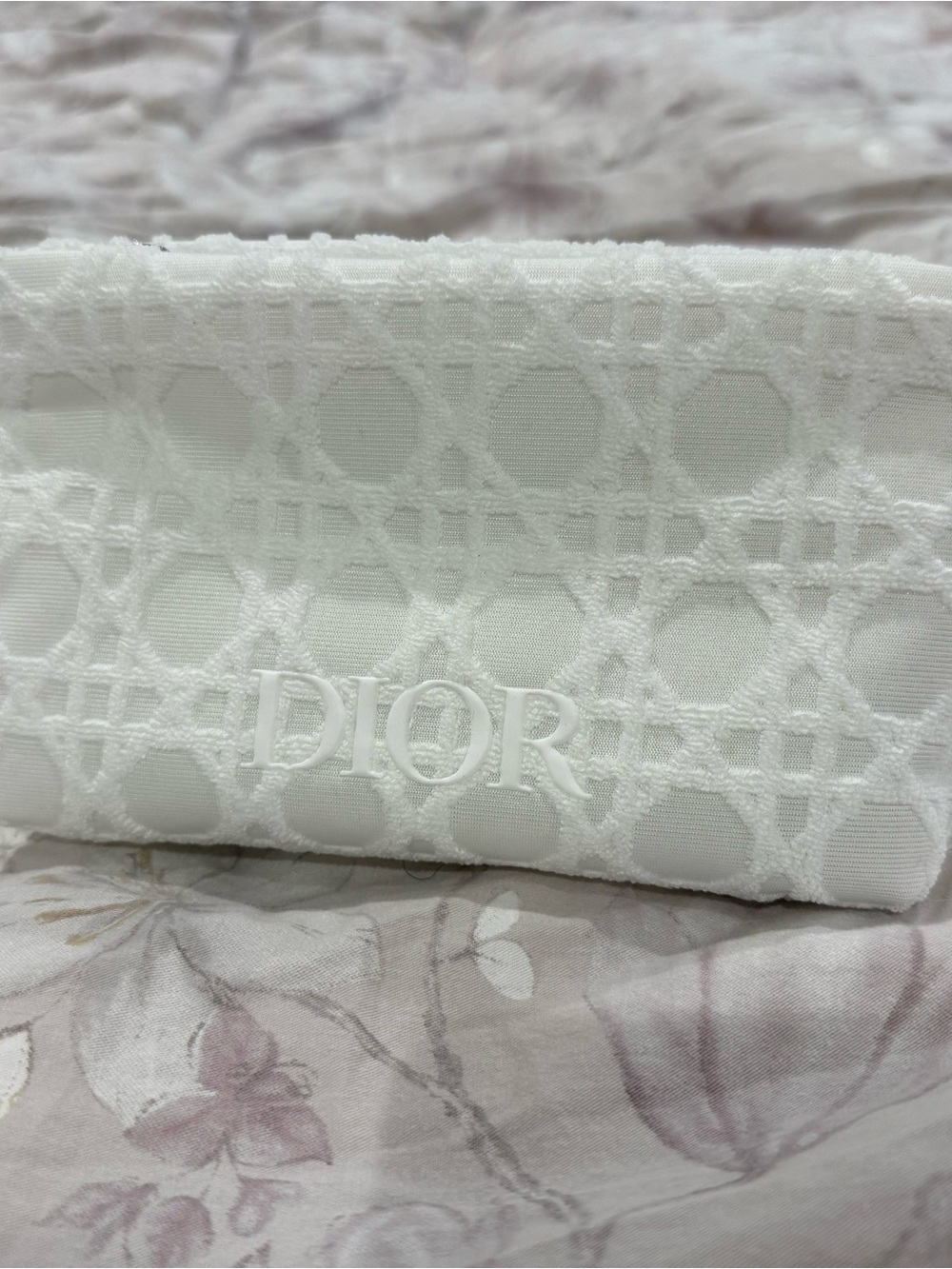 Dior White Logo Cosmetic Pouch
